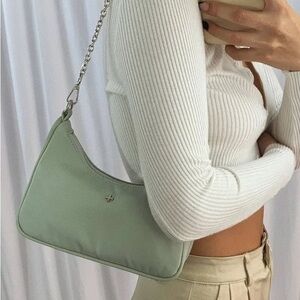 Peta + Jain Mint Green Shoulder Bag with Silver Chain